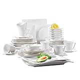 Guten Appetit! Klare eckige Formgebung mit gewellten Außenkanten, eine optisch ausdrucksstarke Kreation für den gedeckten Tisch