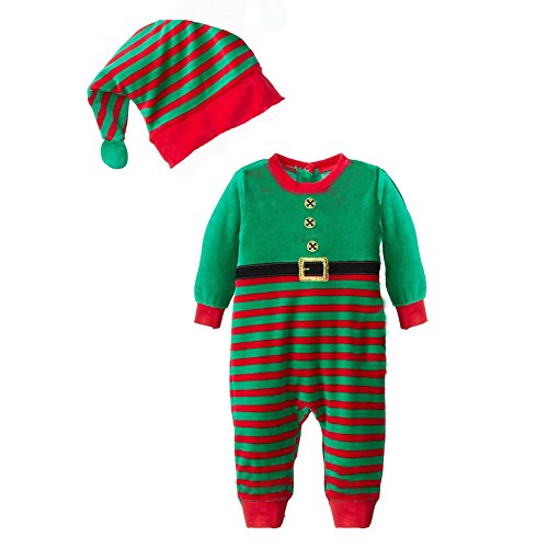 Highdas Santa's Lil' Elf Costume Unisex-Baby Christmas suits leotard Santa hat Jumpsuit climbing clothes Rompers Pant sets