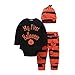 Produktbild Baby Jungen Mädchen Neugeborenen Langarm Kürbis Drucken Strampler Overall Kleidung Gestreift Hosen Set mit Hut und Stirnband 3 Stück Outfits Halloween Kostüm Karneval Party von Innerternet