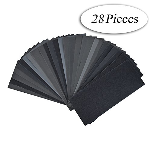 DEDC Schleifpapier Nass- und Trocken-Schleifpapier 28er-Pckg, 230 x 90mm, Körnung 120/150/180/240/320/400/600/800/1000/1200/1500/2000/2500/3000