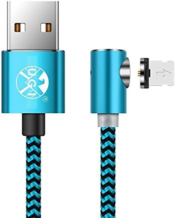 UGI Magnetic iPhone Charger Cable Lightning Cable L Shape 90 Degree Right Angle 3.3ft/6.6ft/10ft Nylon Braided Fast Charging USB Cable for iPhone X 8 7 6 Plus 5S 5 and More Apple Device Lot
