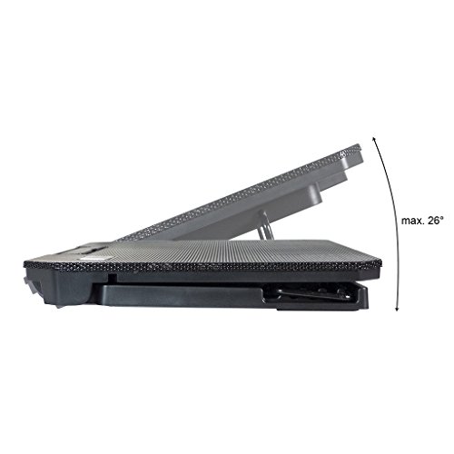 LS Premium Notebook Kühler LS200C | Laptop Cooling Pad Ständer| 2x Lüfter / 140mm Fan | mit 2 x USB HUB und blaue LED | 10″-15″ Zoll - 6