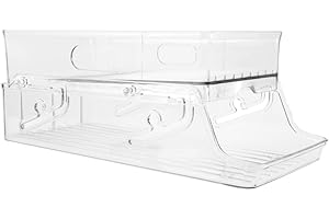 COMPHIC Folding Refrigerator Beverage Storage Box Double Layer Self Rolling Storage Rack Beer Cola Can Drink Shelf