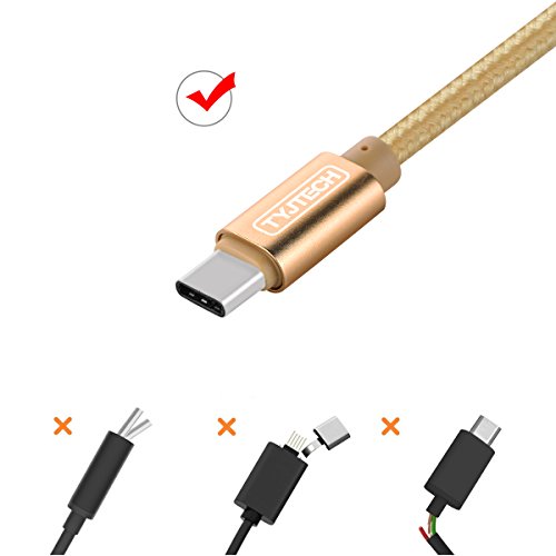 TYJTECH USB Type C Kabel [2-Pack] 3.3ft/1m Nylon umflochtenes Type C Ladekabel für Type C Geräte inklusive dem neuen MacBook, Google Chromebook Pixel , MacBook Pro 2016 usw (Gold) - 3