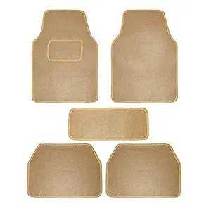 CARIZO Carpet Beige Car Floor/Foot Mats (Set of 5) Compatible for Skoda Superb (Type-II) 2012-2015