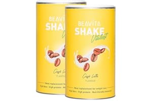 ‎BEAVITA BEAVITA Vitalkost Diet Shake Caffé Latte Protein Rich Low Calorie Full Meal Replacement with Vitamins, Minerals, Fibre, Weight Management, Well-being, for 10 Shakes - 2 x 572 g