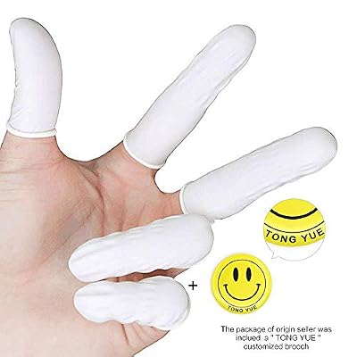 Tong Yue Gants pour doigts pour usage médical - Latex - Jetables - Antistatiques - Blancs - 200 pièces