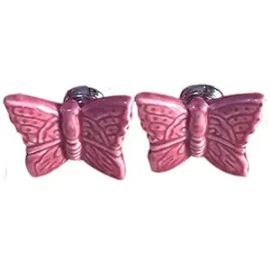 ELECTROPRIME 10Pcs Butterfly Knobs Ceramic Drawer Handles Pulls for Kids Girls Kitchen F N5J7