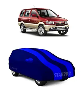 GUBBINS Presents All Weather Water Resistant Car Cover Compatible with Chevrolet Tavera All Models & Variants (Royal Blue with Mirror)
