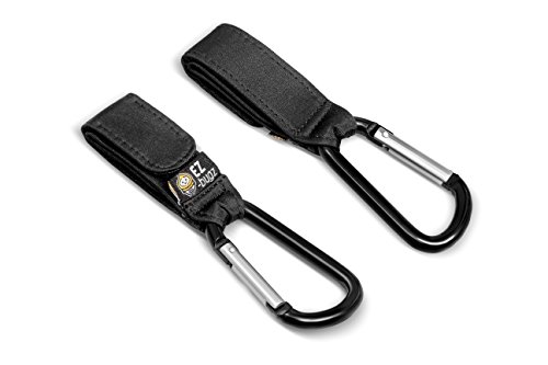 EZ-Bugz Kinderwagen-haken. Befestigen Sie Ihre Einkaufstüten & Taschen sicher am Kinderwagen. Universale Passform, Schwarz, 2er Packung - 2