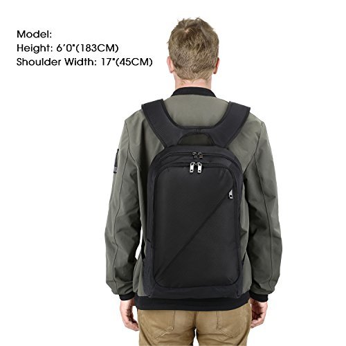 REYLEO Business Rucksack Herren 14 1 Zoll Laptop Tasche Schlanker Tagesrucksack F  r Die Arbeit Und Stadt Wasserdicht Schwarz RB01