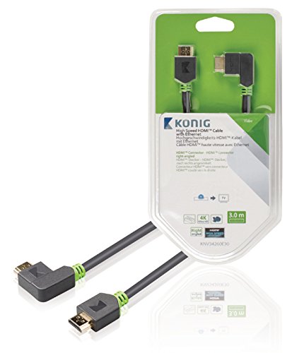 König KNV34260E30 Hochgeschwindigkeits-HDMI-Kabel mit Ethernet, nach rechts abgewinkelt, 3 m grau - 2