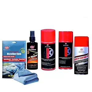 UE Bike Care & Maintenance (Pack of 5 Items) All Shine, Chain Cleaner,Chain Lube, Silencer Coating, Micro Fiber Cloth