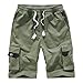 Produktbild HHyyq Herren Sweat-Shorts Kurze Hose Sport-Hose Jogging-Hose Trainings-Hose Freizeit Side-Stripe Cargo-Shorts Bermuda Hose mit Taschen Arbeitskittel fur Männer(Armeegrün,L)