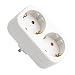 Produktbild Steckdose/ Doppelstecker, Doppelsteckdose, Mehrfachstecker, Mehrfachsteckdose, Multistecker, Multisteckdose Adapterstecker/ Zweifachstecker mit Kindersicherung, Weiß - Senkrecht, vertikal