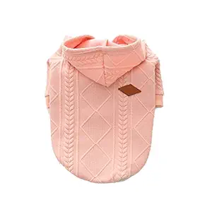 meioro Dog Sweater Zipper Hooded Dog Cat Clothes Cute Pet Clothing Warm Hooded Winter Warm Puppy French Bulldog Pug (M, Pink)