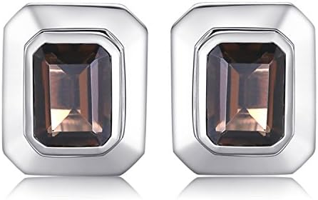 JewelryPalace Men 4ct Natural Smoky Quartz Cufflinks Genuine 925 Sterling Sliver