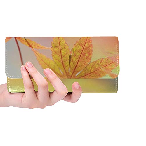 Preisvergleich Produktbild Einzigartige benutzerdefinierte Herbst blätter japanische ahorn Frauen Trifold Brieftasche Lange geldbörse kreditkarteninhaber Fall Handtasche