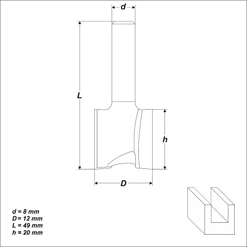 HM Nutfräser Ø 12 mm Schaft 8 mm Nutenfräser Holzfräser Fräser Nuter Freser - 4