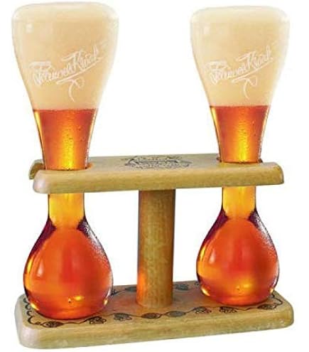Lot De 2 Verres à Bière Pauwel Kwak Belge Authentiques 0,3 L Avec Support En Bois - Style Traditionnel Iconique