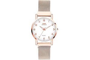 Basfur Montre-Bracelet pour Femme, Montre à Quartz pour Femme avec Design Simple et Tendance, Montres de Luxe pour Femme avec Bracelet en Maille en Acier Inoxydable.