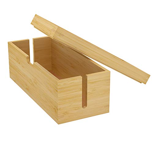 KD Essentials 1092 KD Essentials – bambú Cable Box – (Medidas: 33,5 x 14 x 14 cm, gestión de Cables, Organizar y el Orden, Material Natural Madera) bambú