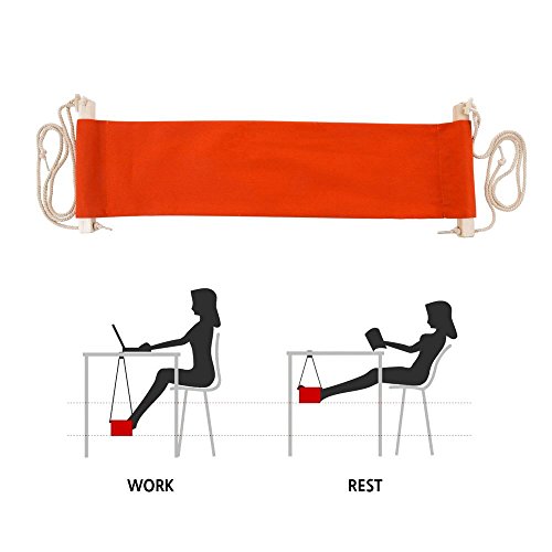 Pieds Hamac, SUNNIOR Mini repose-pieds réglable pour portable, sous le bureau Facile à démonter pour la maison et le bureau(Orange)