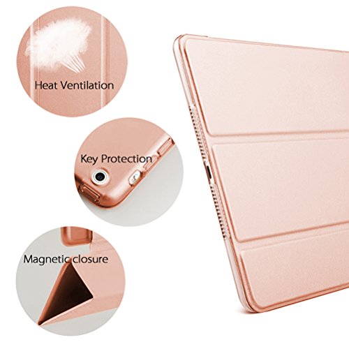 iPad mini Hülle, Toeoe iPad mini 1 2 3 Auto Aufwachen / Schlaf Funktion Schutzhülle mit Lichtdurchlässig Rückseite Abdeckung und Eingebautem Magnet für iPad mini 3/2/1 (Roségold) - 2