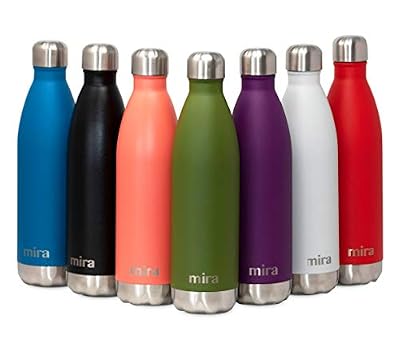 Mira en acier inoxydable Isolation sous vide Bouteille d'eau | anti-fuite à double paroi en forme de Cola Bouteille | Conserve les boissons au froid pour 24 heures et chaud pour 12 heures, vert olive, 17 oz (500 ml, 0.53 qt)