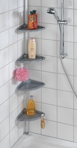 WENKO 3201824100 Teleskop Duschecke Compact Silber – mit 4 Ablagen, Aluminium, 26 x 78-275 x 19.5 cm, Silber - 2