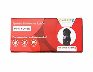 VI-FI Forte 4.02ml - Single Pipette : spot on for Prevention & Treatment of Fleas, Ticks and Chewing lice infestation for Dogs Weighing from 40 to 60 Kgs.