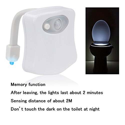 IDEALEBEN LED Toilette Lampe WC Nachtlicht mit Bewegungs- und Licht-Sensor Batteriebetrieben und 8 Farbenwechsel - 4