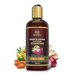 Pure Ethics Onion Shampoo - With Red Onion Oil, Ginger Root Oil, Vitamin-E, Almond and Olive Oil - For Smooth and Silky Hair (300 ml)