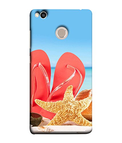 Printfidaa Back Cover for Redmi 4 Premium Printed Back Cover Red Slippers with Starfish Multi Color Printed Back Case