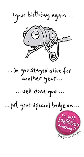 Leon the Chameleon Birthday Card - On branch