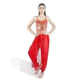 SymbolLife Bauchtanz kostüm damen indischen Tanzkleidung Tanzkostüme belly Dance Halloween Karneval Kostüme Darbietungen Kleidung Rot