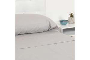 TRAMAS+ Sábanas 150x190 / 200cm 100% algodón, Suave y Traspirable, Juego de 4 Piezas, Sabana Bajera Ajustable, Encimera, 2 Fundas de Almohada 90x45cm, Certificado Oeko Tex- (Cama 150, Gris)