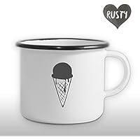 The Manufacture Ice Cream Eis Emaille Becher Tasse als Geschenk, weiß Gastgeschenk Sommer