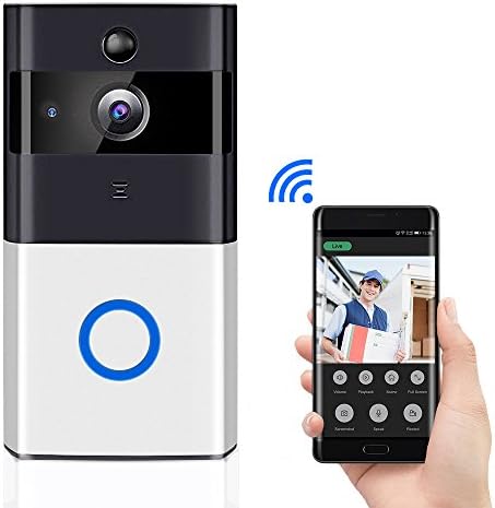 LVGOO Smart Video Doorbell, 720P HD Wifi Security Camera, Build-in 16G Card, Real-Time Two-Way Audio, Night Vision, PIR Motion Sensor, Tamper Alarm, App Control, 18650 Battery Powered (Not Included)