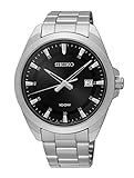 Seiko Herren Datum klassisch Quarz Uhr mit Edelstahl Armband SUR209P1