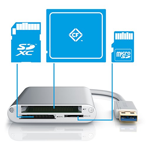 CSL – USB 3.0 Multi Kartenlesegerät / Cardreader | Kompatibel: Mac OS, Windows, Linux, Raspberry Pi (Raspbian) | für MicroSD / MicroSDHC / MicroSDXC / SD / SDHC / SDXC / CF I Alu-Design - 3