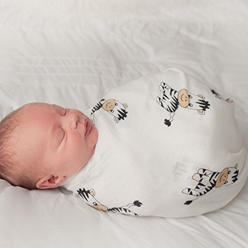 „Safarimuster“ Pucktücher aus Musselin 4er-Pack – Große Musselin-Puckdecken von CuddleBug, 120 cm x 120 cm – Beste Musselintuch aus weicher Baumwolle – Bestes Geschenk für werdende Eltern – Ideal fürs Kinderbett – Für Mädchen oder Jungen – 4 niedliche Motive – Garantie auf Lebenszeit! - 8