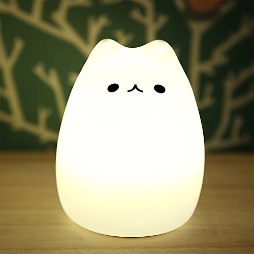 LED Kind Nachtlicht Katze Silikon 7 Farben Sensitive Berührungssteuerung für Baby Schlafzimmer - 8