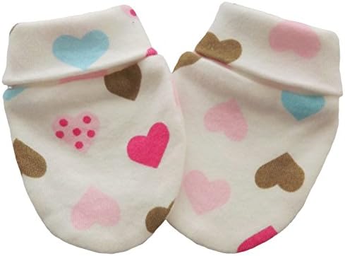 Organic Cotton Newborn Baby Anti Scratch Mittens Gloves Multi Color Hearts