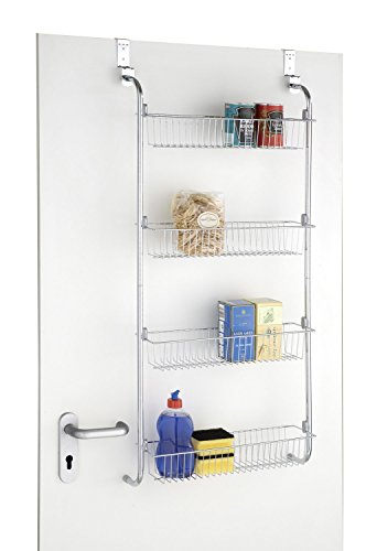WENKO 4340033100 Türregal mit 4 Körben, verchromtes Metall, 50 x 109 x 14 cm, Silber glänzend - 2