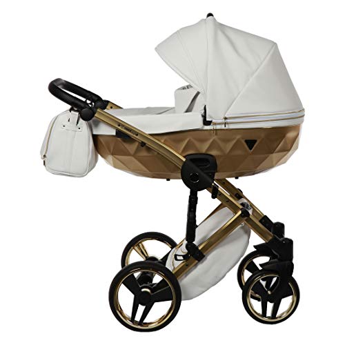 Carro. Capazo+silla+accesorios. Blanco+dorado. BBtwin. Mirror Satin. Carro de lujo