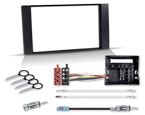 Kit di montaggio con mascherina radio 2 DIN Quadlock su ISO, adattatore antenna con alimentazione phantom.