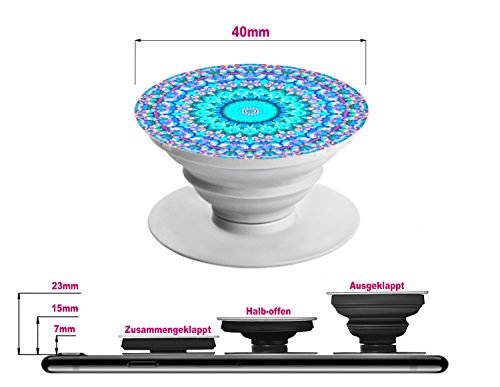 tricase SmartHolder – praktische Halterung / Ständer für Smartphone, Handy, Tablet & e-Reader | universal Griff | 2 in 1 Set: + GRATIS Clip (MANDALA) - 2