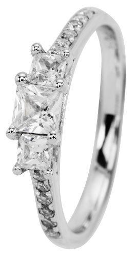 Burgmeister Jewelry Damen-Ring 925 Sterling Silber rhodiniert Zirkonia Gr. 54 (17.2) JBM2010-111-17