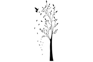 ARTISTIC SPONGE Pochoir réutilisable motif arbre et feuilles tombantes, format A3, A4, A5 et plus grandes tailles shabby chic / T43 (pochoir réutilisable en PVC, taille M 50 x 140 cm)